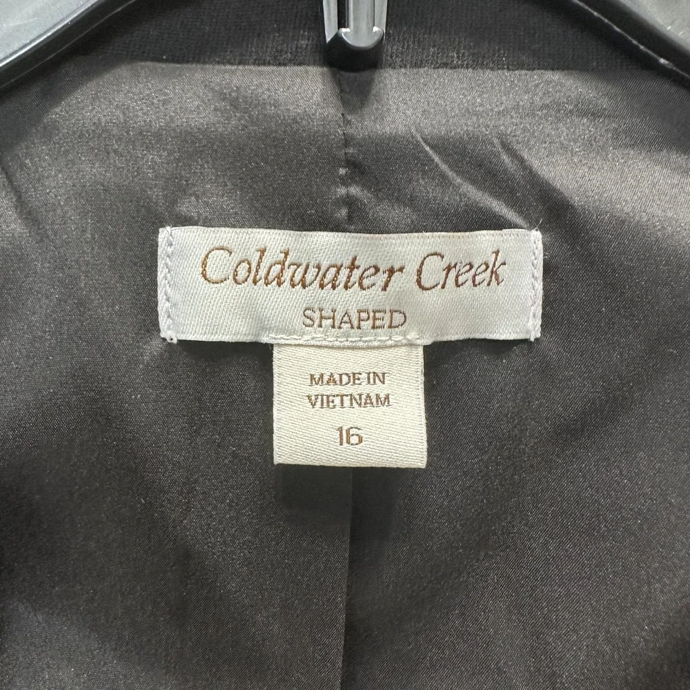 Coldwater Creek Minimalist Black Ponte Shaped Blazer Sz 16 Academia Office NWT